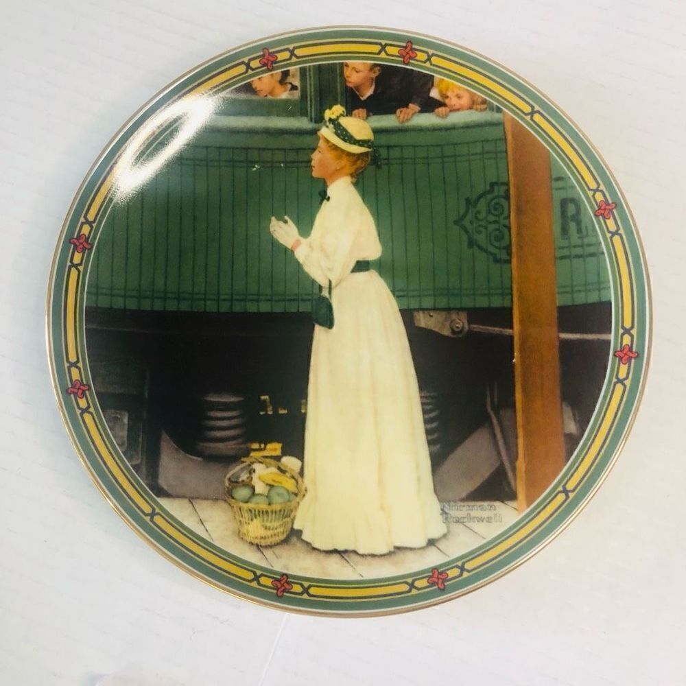 bradford 1986 norman rockwell‎ a mother's welcome collector plate 8.5 inch
